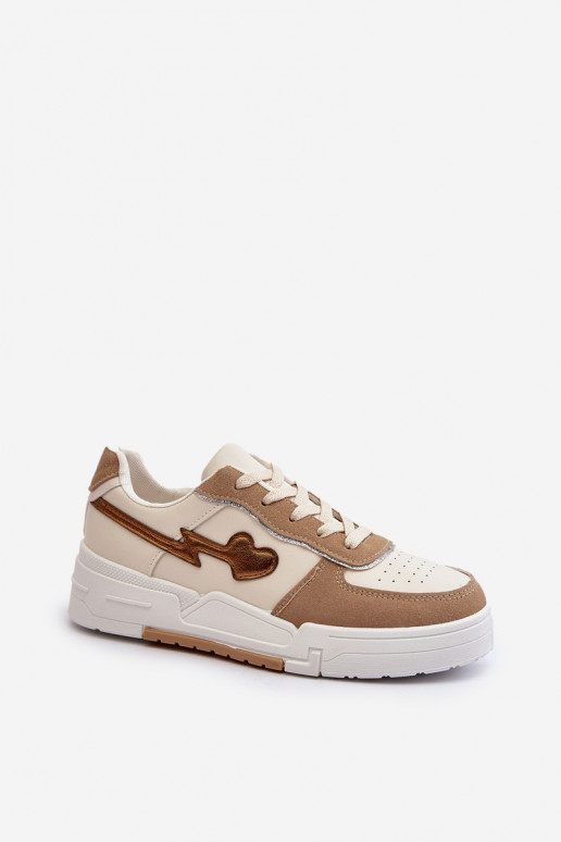 Baskets modèle chaussures à plateforme beige Zeparine