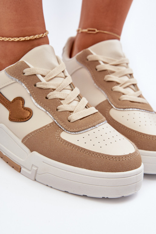Baskets modèle chaussures à plateforme beige Zeparine