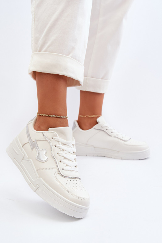Chaussures modèle baskets à plateforme de couleur blanche Zeparine