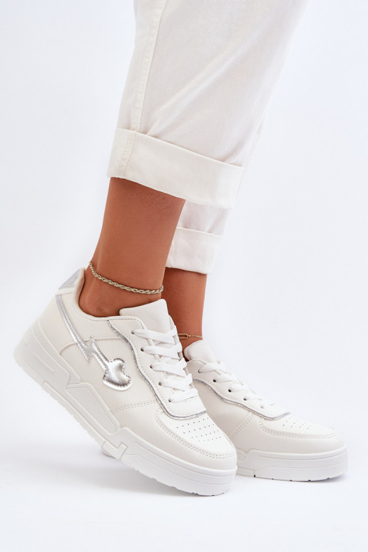Sneakers model schoenen met plateau in witte kleur Zeparine Sneakers model schoenen met plateau in witte kleur Zeparine