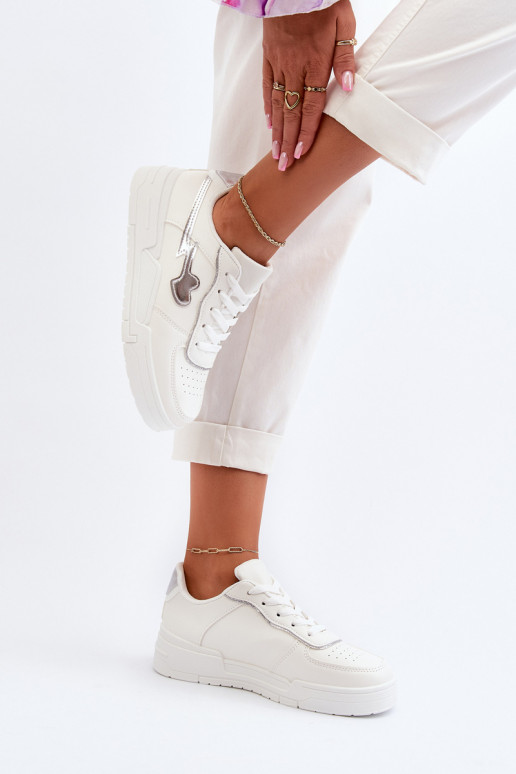 Chaussures modèle baskets à plateforme de couleur blanche Zeparine