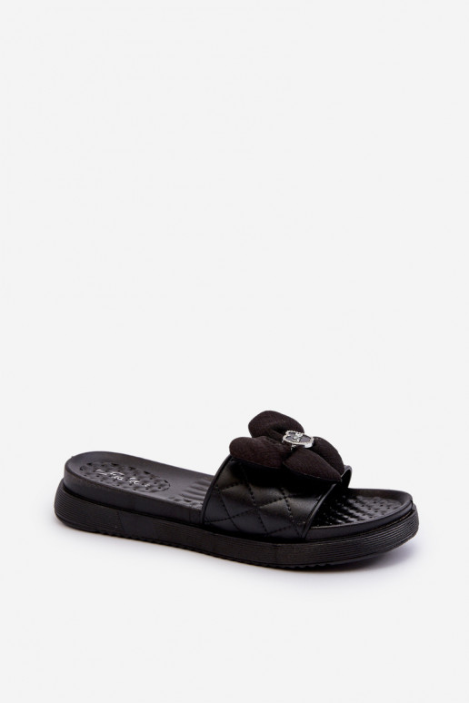 Chaussons pour femmes avec ornementsj Platformie couleur noir Cedrella