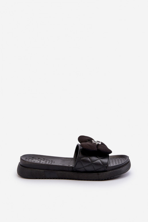 Chaussons pour femmes avec ornementsj Platformie couleur noir Cedrella