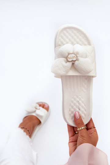 Chaussons pour femmes avec ornementsj Platformie couleur blanc Cedrella 2