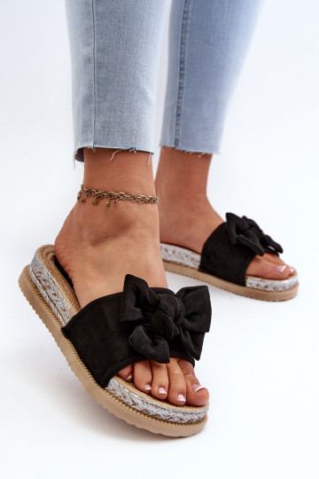 Aflia - Chaussons plateforme avec rubans - Noir 2