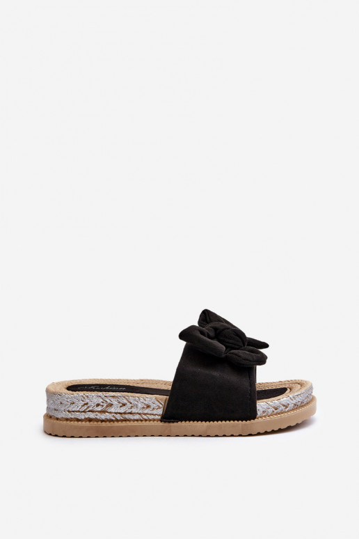 Aflia Plateau-Slipper mit Bändern in Schwarz Aflia Plateau-Slipper mit Bändern in Schwarz