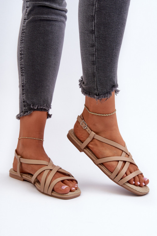 Flache Sandalen für Damen Big Star NN274012 in der Farbe Beige