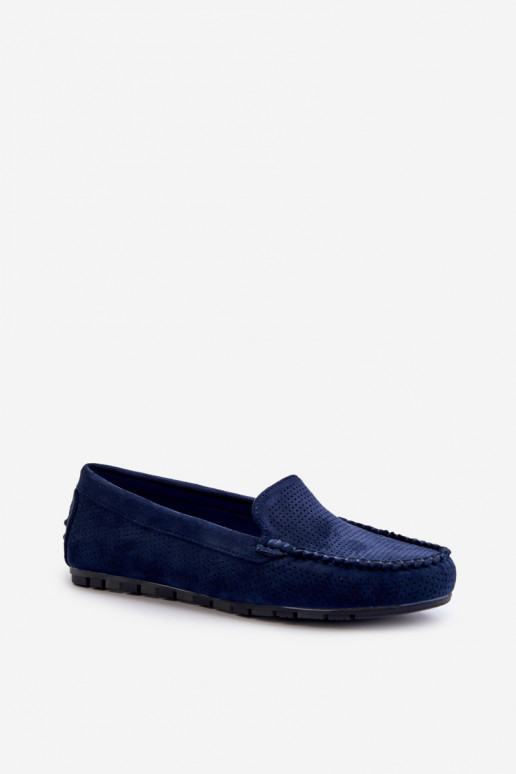 Mocassins élégants en daim de couleur bleu foncé Ranica