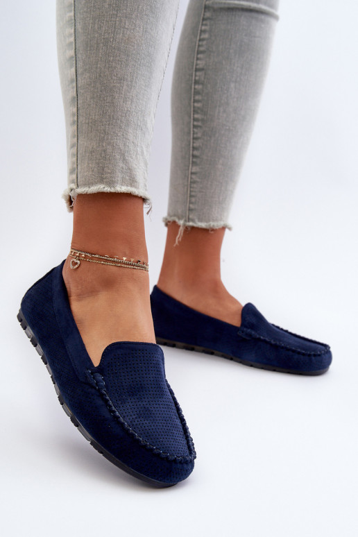Mocassins élégants en daim de couleur bleu foncé Ranica