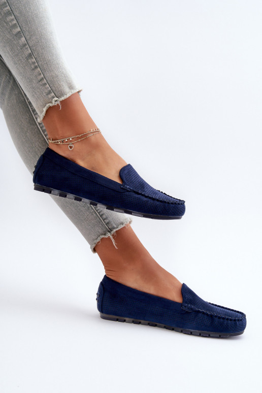 Mocassins élégants en daim de couleur bleu foncé Ranica