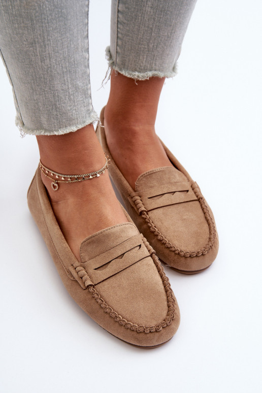 Mocassins pour femmes modèle classique en daim beige Glimris