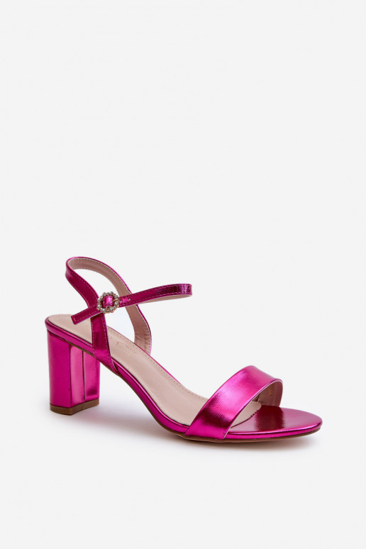 Sandales à talons design métallisées de couleur rose Glindra
