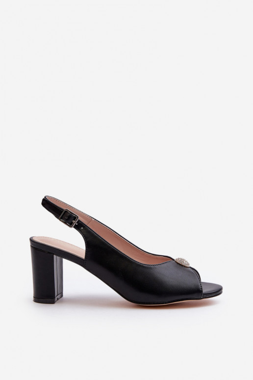 Sandales à talons de style élégant avec ornements de couleur noire Trasea