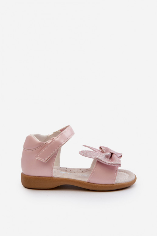 Kindersandalen mit Bändern und Klebeverschlüssen rosa Wistala