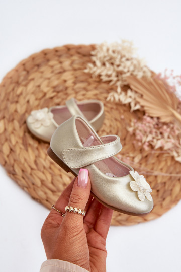 ballerines Enfant avec attaches adhésives avec ornements couleur or Serinde 2