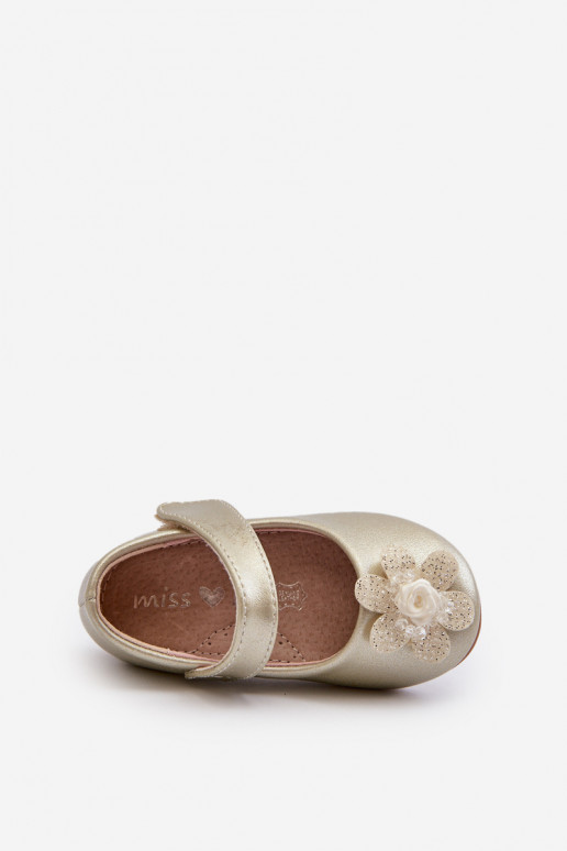 ballerines Enfant avec attaches adhésives avec ornements couleur or Serinde ballerines Enfant avec attaches adhésives avec ornements couleur or Serinde