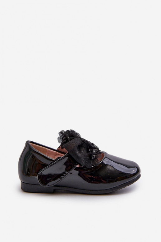 avec ballerines effet laqué Enfants avec attaches adhésives avec rubans en noir Olessa