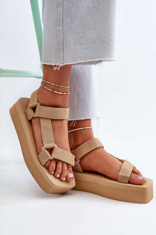 Sandales à plateforme pour femmes de couleur beige Edireda
