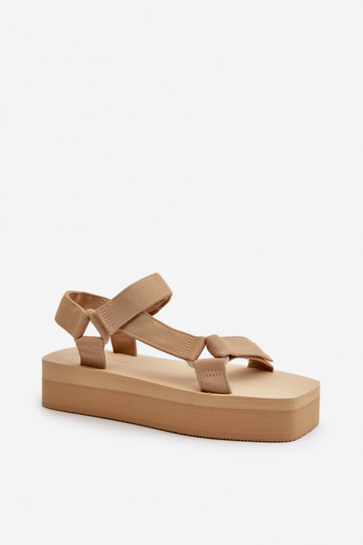 Sandales à plateforme pour femmes de couleur beige Edireda
