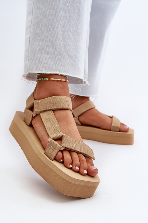 Sandales à plateforme pour femmes de couleur beige Edireda