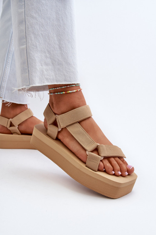 Sandales à plateforme pour femmes de couleur beige Edireda