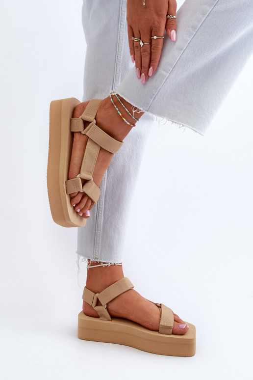 Sandales à plateforme pour femmes de couleur beige Edireda