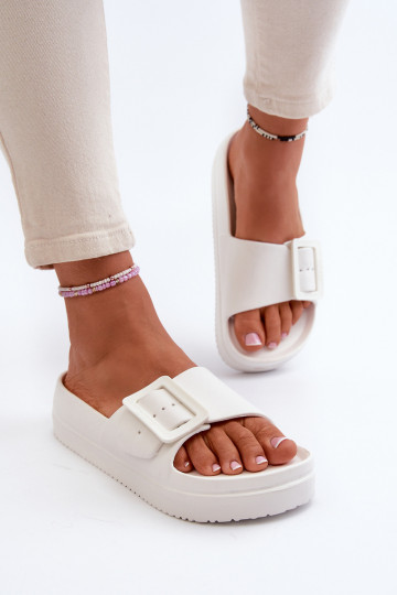 Lichte slippers met gespplatform Big Star NN274A661 witte kleur