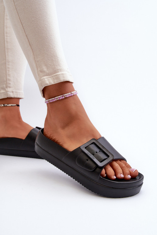 Lichte teenslippers met gespplatform Big Star NN274A662 zwart