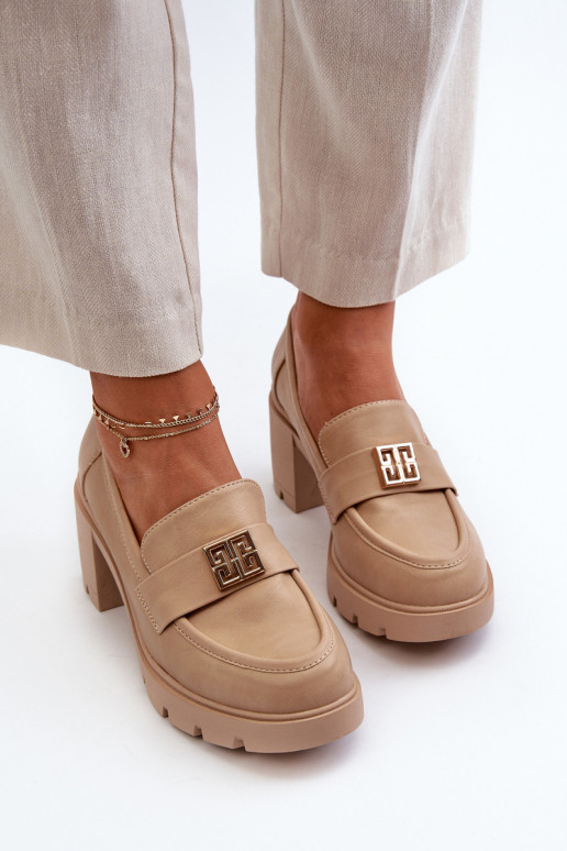 chaussures à talons larges avec ornements beige Ranunca