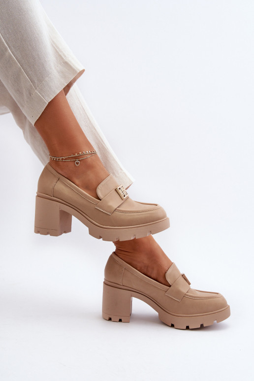 chaussures à talons larges avec ornements beige Ranunca