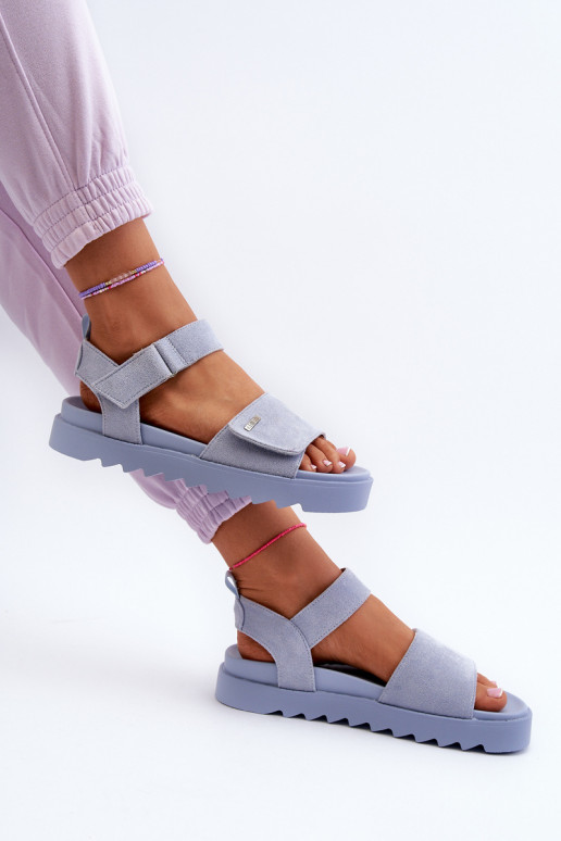 Suède sandalen met plateau Big Star NN274706 blauw