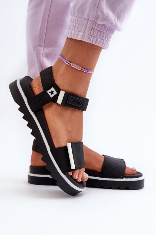 Damensandalen mit Plateau Big Star NN274778 schwarze Farbe Damensandalen mit Plateau Big Star NN274778 schwarze Farbe