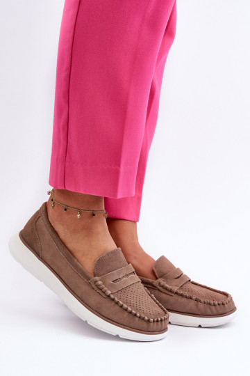 Mocassins en daim à plateforme Sergio Leone SP012 marron