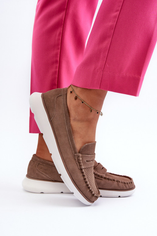 Mocassins en daim à plateforme Sergio Leone SP012 marron