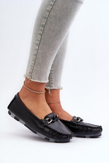 mocassins pour femmes avec ornements de couleur noire S.Barski LR339 2