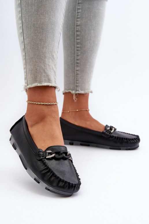 mocassins pour femmes avec ornements de couleur noire S.Barski LR339