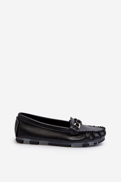 mocassins pour femmes avec ornements de couleur noire S.Barski LR339