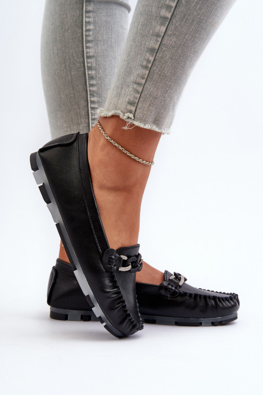 damesmocassins met ornamenten in zwarte kleur S.Barski LR339