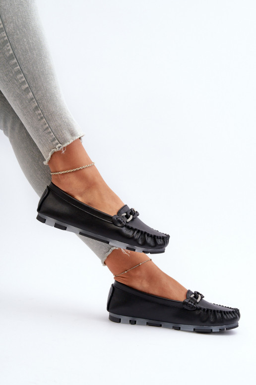 mocassins pour femmes avec ornements de couleur noire S.Barski LR339
