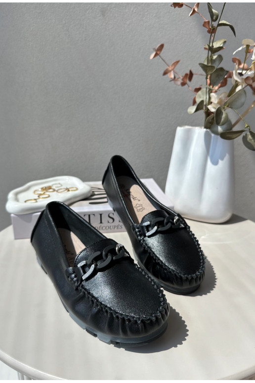 mocassins pour femmes avec ornements de couleur noire S.Barski LR339