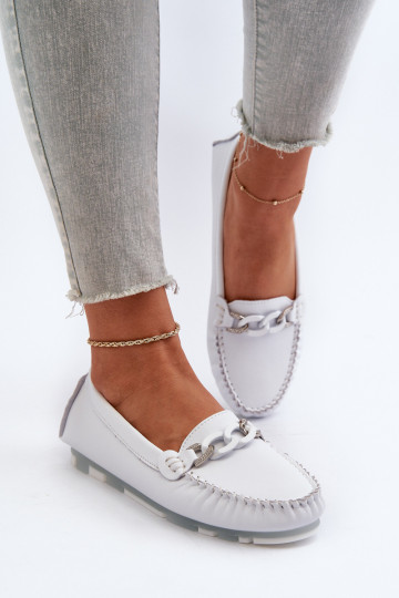 mocassins pour femmes avec ornements couleur blanc S.Barski LR339