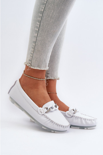 mocassins pour femmes avec ornements couleur blanc S.Barski LR339 2