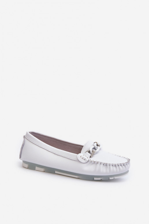 mocassins pour femmes avec ornements couleur blanc S.Barski LR339