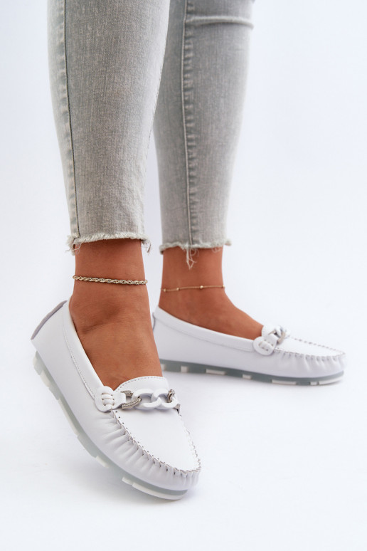 mocassins pour femmes avec ornements couleur blanc S.Barski LR339