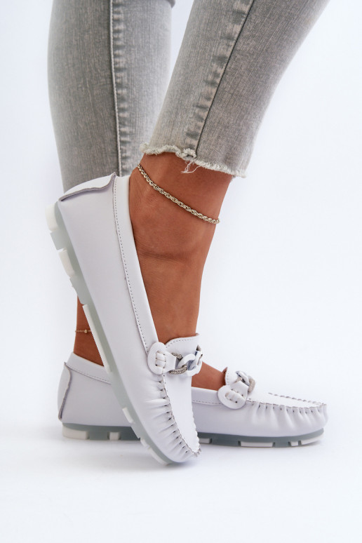 damesmocassins met ornamenten witte kleur S.Barski LR339 damesmocassins met ornamenten witte kleur S.Barski LR339