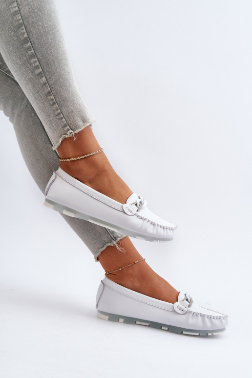 mocassins pour femmes avec ornements couleur blanc S.Barski LR339 mocassins pour femmes avec ornements couleur blanc S.Barski LR339