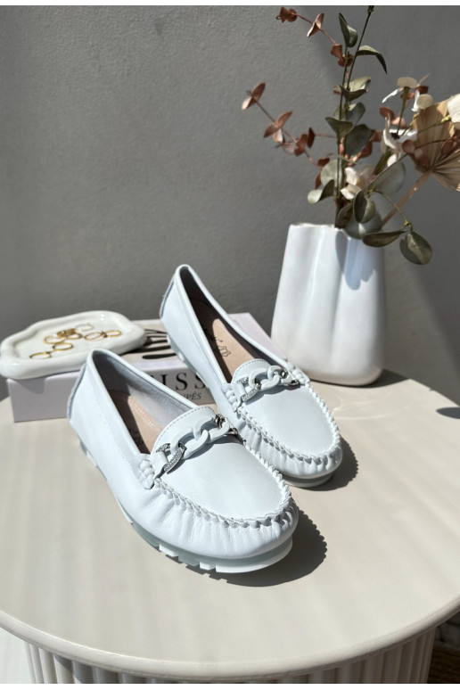 mocassins pour femmes avec ornements couleur blanc S.Barski LR339