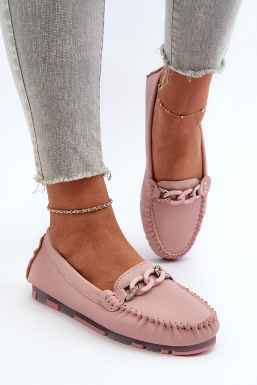 damesmocassins met ornamenten roze kleur S.Barski LR339