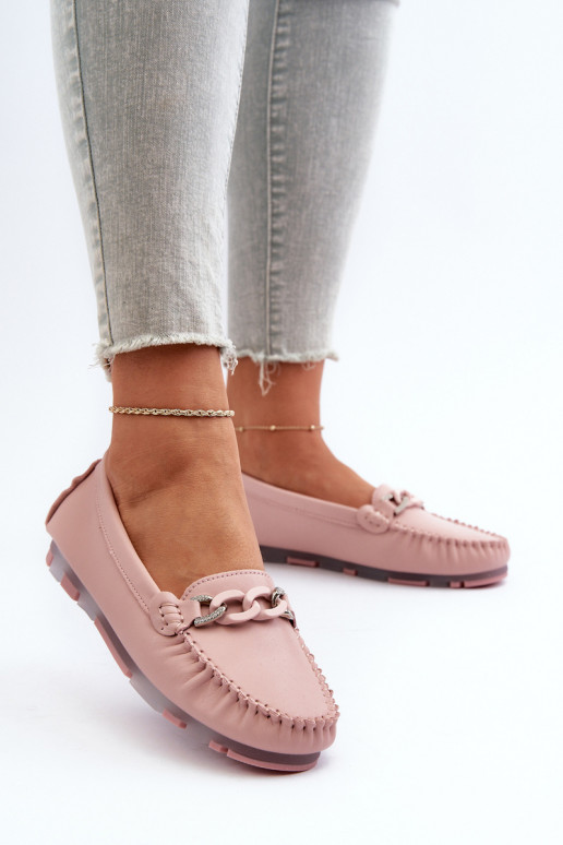 mocassins pour femmes avec ornements couleur rose S.Barski LR339