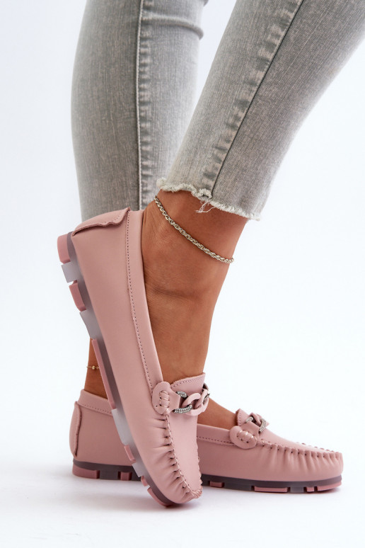 damesmocassins met ornamenten roze kleur S.Barski LR339